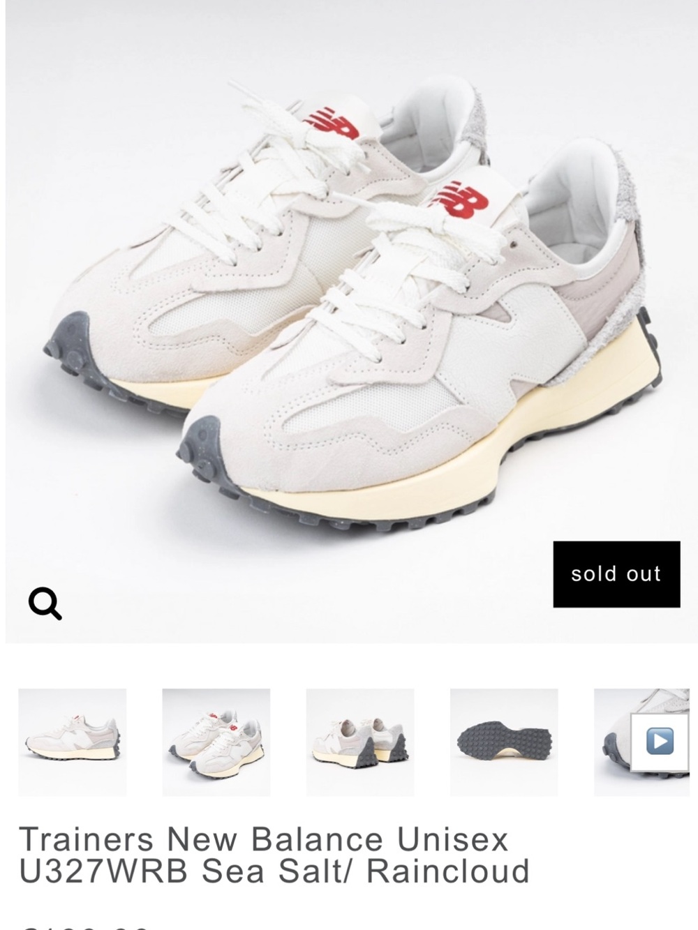 New Balance
U327WRB women’s sneaker, Sea Salt/ Raincloud, size 7.5